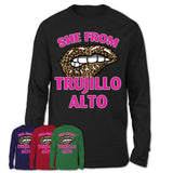 She From Trujillo Alto Puerto Rico Gift Cheetah Leopard Sexy Lips Shirt