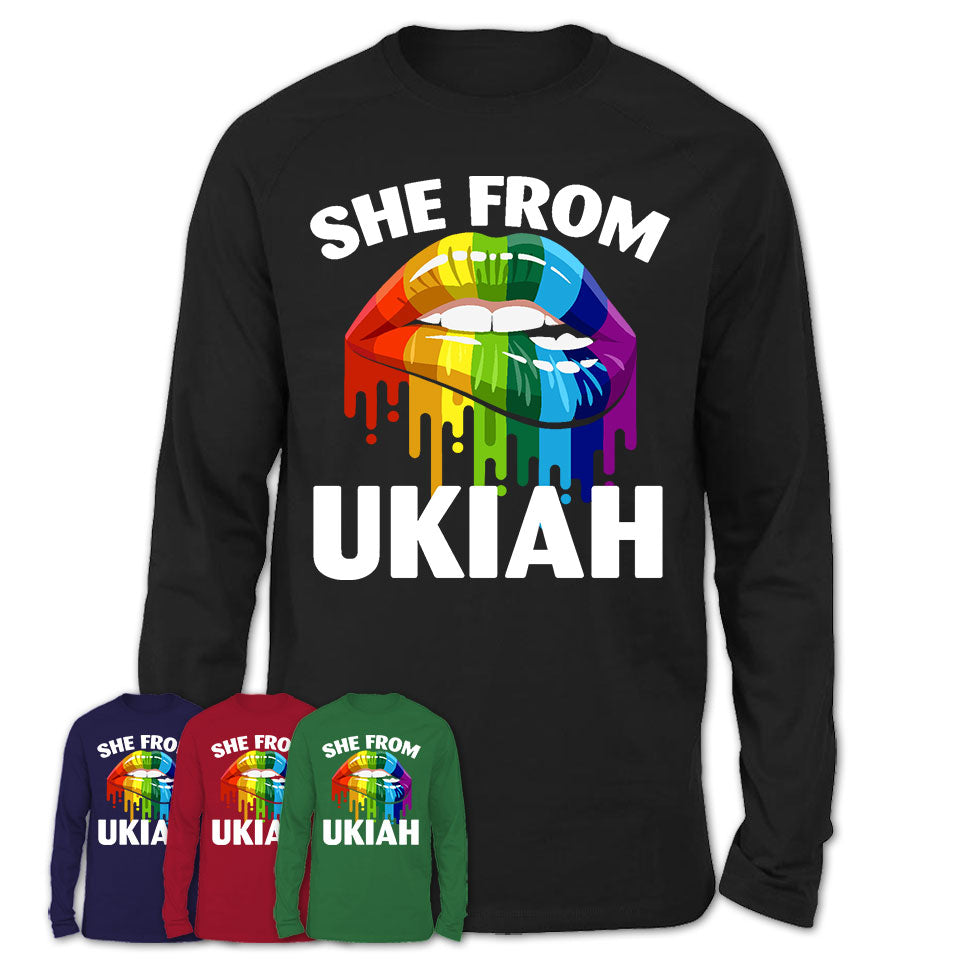 She From Ukiah California T-Shirt LGBT Pride Sexy Lips Gift Shirt