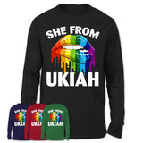 She From Ukiah California T-Shirt LGBT Pride Sexy Lips Gift Shirt
