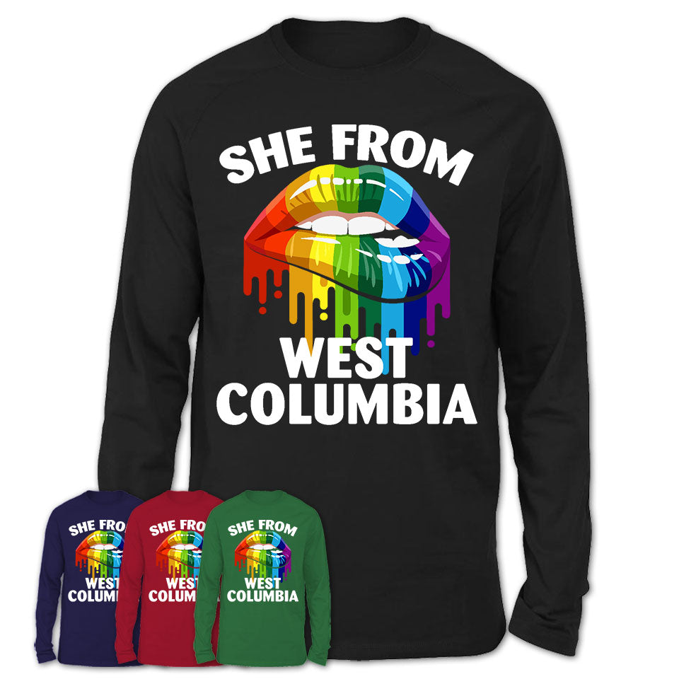 She From West Columbia South Carolina T-Shirt LGBT Pride Sexy Lips Gift Shirt