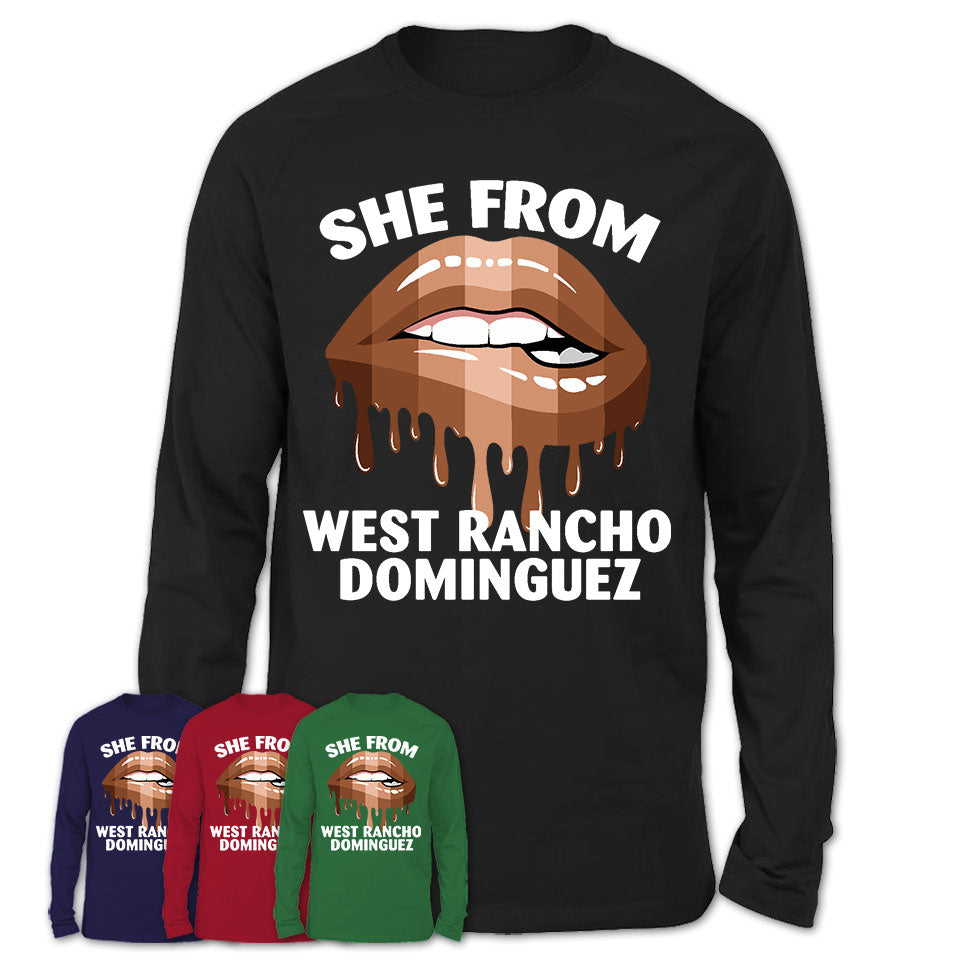 She From West Rancho Dominguez California T-Shirt Black Lives Matter Sexy Lips Girl Shirt