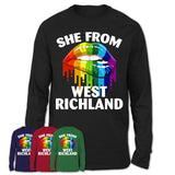 She From West Richland Washington T-Shirt LGBT Pride Sexy Lips Gift Shirt
