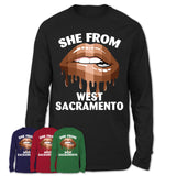 She From West Sacramento California T-Shirt Black Lives Matter Sexy Lips Girl Shirt