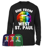 She From West St. Paul Minnesota T-Shirt LGBT Pride Sexy Lips Gift Shirt