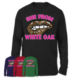 She From White Oak Ohio Gift Cheetah Leopard Sexy Lips Shirt