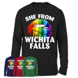 She From Wichita Falls Texas T-Shirt LGBT Pride Sexy Lips Gift Shirt