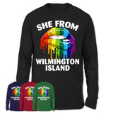 She From Wilmington Island Georgia T-Shirt LGBT Pride Sexy Lips Gift Shirt