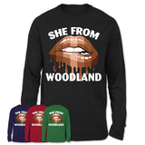 She From Woodland California T-Shirt Black Lives Matter Sexy Lips Girl Shirt