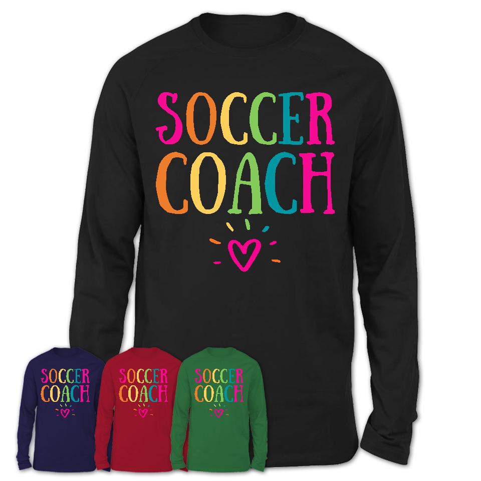 Soccer Coach Rainbow Lettering Heart Shirt, Employee Appreciation Gifts