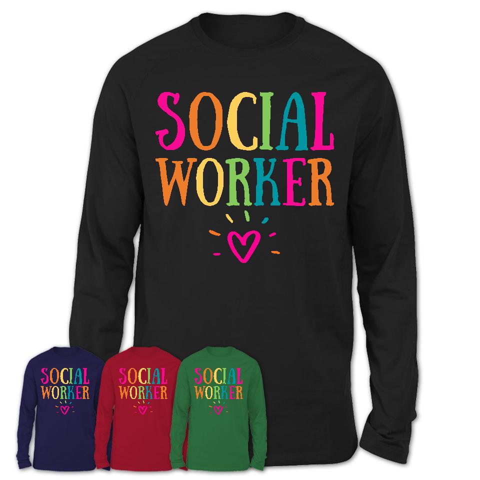 Social Worker Rainbow Lettering Heart Shirt, Employee Appreciation Gifts
