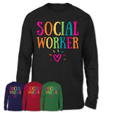 Social Worker Rainbow Lettering Heart Shirt, Employee Appreciation Gifts
