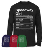 Speedway Girl Indiana Nutrition Facts Proud Vintage Sport Born Living City Home Roots USA Gift Women T-Shirt