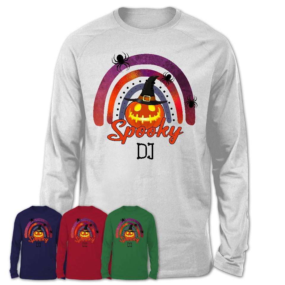 Spooky DJ Shirt, Halloween Rainbow Shirt for Women, Funny Pumpkin Shirt for DJ, Halloween Gift