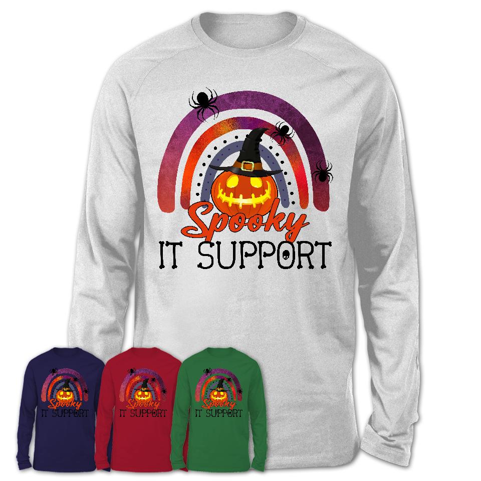 Spooky It Support Shirt, Halloween Rainbow Shirt for Women, Funny Pumpkin Shirt for It Support, Halloween Gift