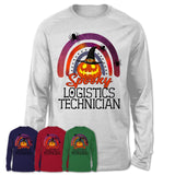 Spooky Logistics Technician Shirt, Halloween Rainbow Shirt for Women, Funny Pumpkin Shirt for Logistics Technician, Halloween Gift