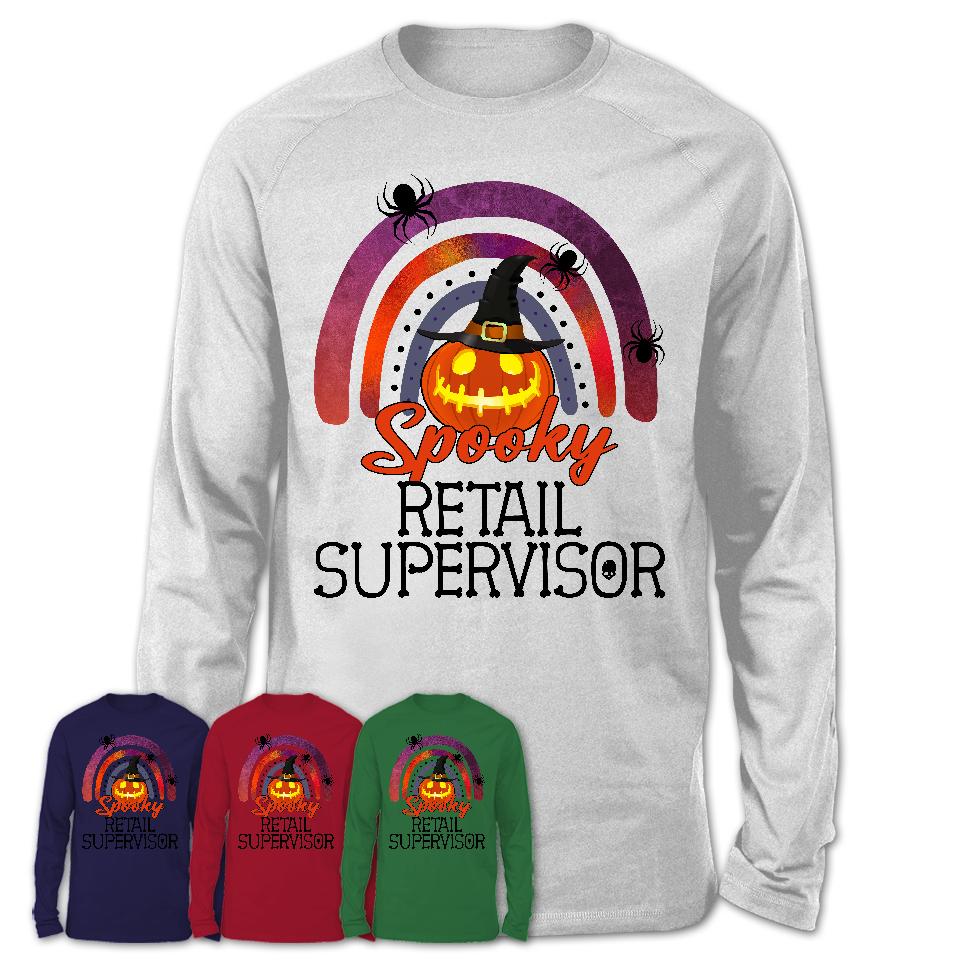 Spooky Retail Supervisor Shirt, Halloween Rainbow Shirt for Women, Funny Pumpkin Shirt for Retail Supervisor, Halloween Gift