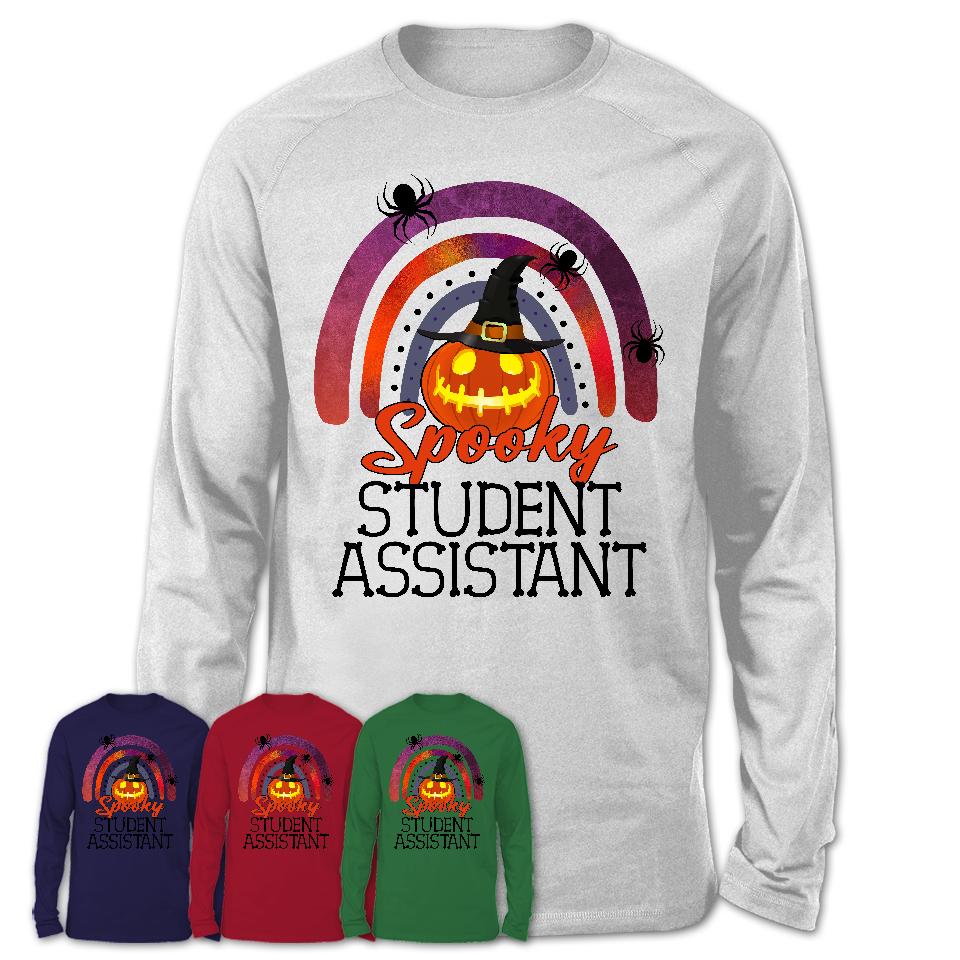 Spooky Student Assistant Shirt, Halloween Rainbow Shirt for Women, Funny Pumpkin Shirt for Student Assistant, Halloween Gift