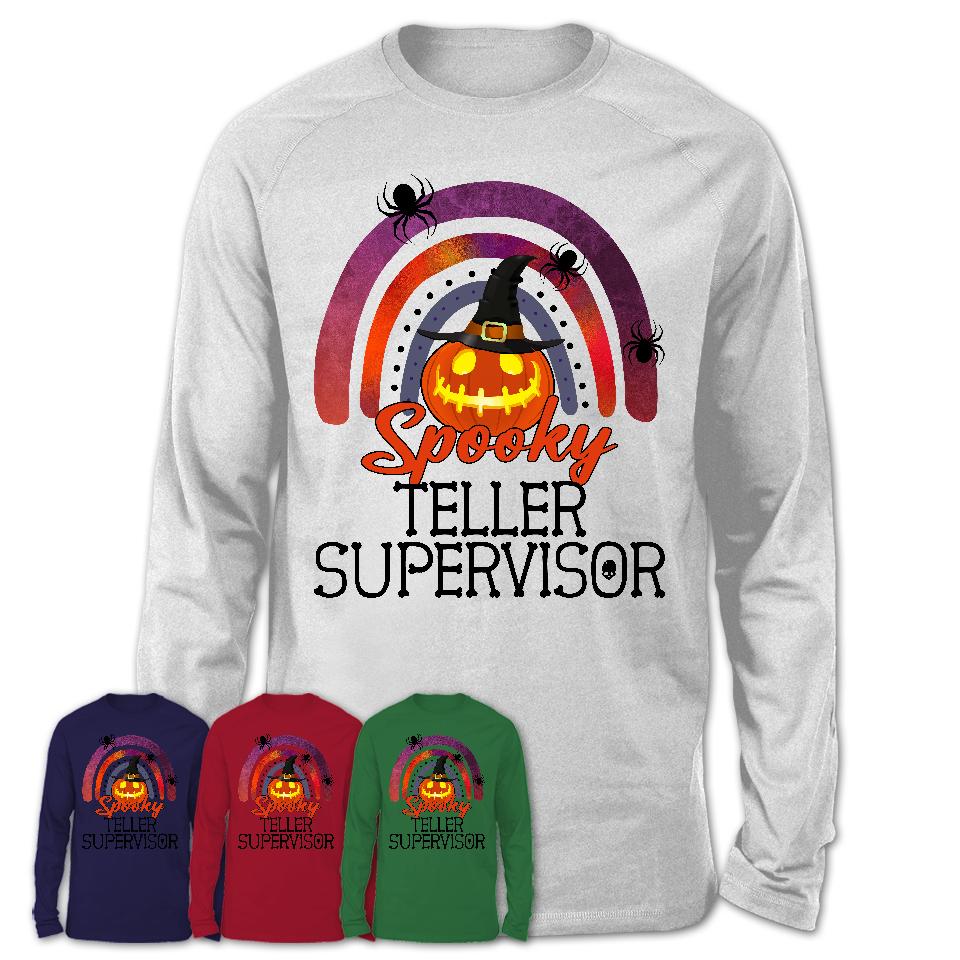 Spooky Teller Supervisor Shirt, Halloween Rainbow Shirt for Women, Funny Pumpkin Shirt for Teller Supervisor, Halloween Gift