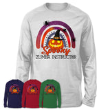 Spooky Zumba Instructor Shirt, Halloween Rainbow Shirt for Women, Funny Pumpkin Shirt for Zumba Instructor, Halloween Gift