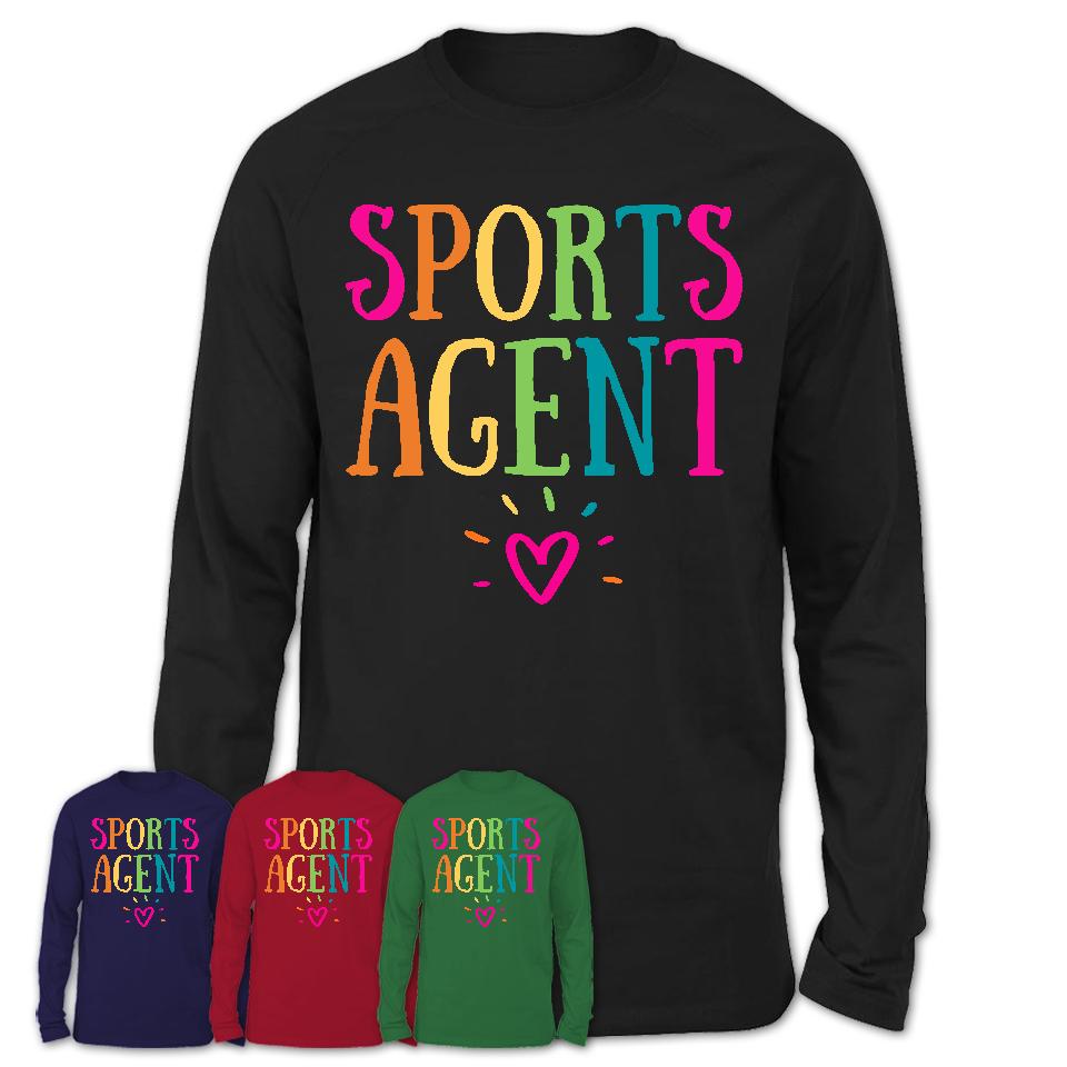 Sports Agent Rainbow Lettering Heart Shirt, Employee Appreciation Gifts
