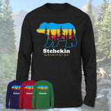 Stehekin Washington Funny Mountain Hiking Camping Adventure Bear Pattern Vintage Gift Shirt