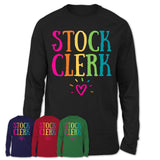 Stock Clerk Rainbow Lettering Heart Shirt, Employee Appreciation Gifts