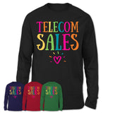 Telecom Sales Rainbow Lettering Heart Shirt, Employee Appreciation Gifts