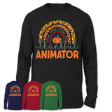 Thankful Animator Shirt, Pumpkin Rainbow Sweater for Fall Lovers, Thanksgiving Gift for Animator Women