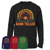 Thankful Bank Teller Shirt, Pumpkin Rainbow Sweater for Fall Lovers, Thanksgiving Gift for Bank Teller Women