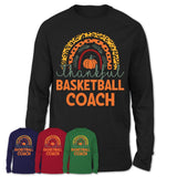 Thankful Basketball Coach Shirt, Pumpkin Rainbow Sweater for Fall Lovers, Thanksgiving Gift for Basketball Coach Women