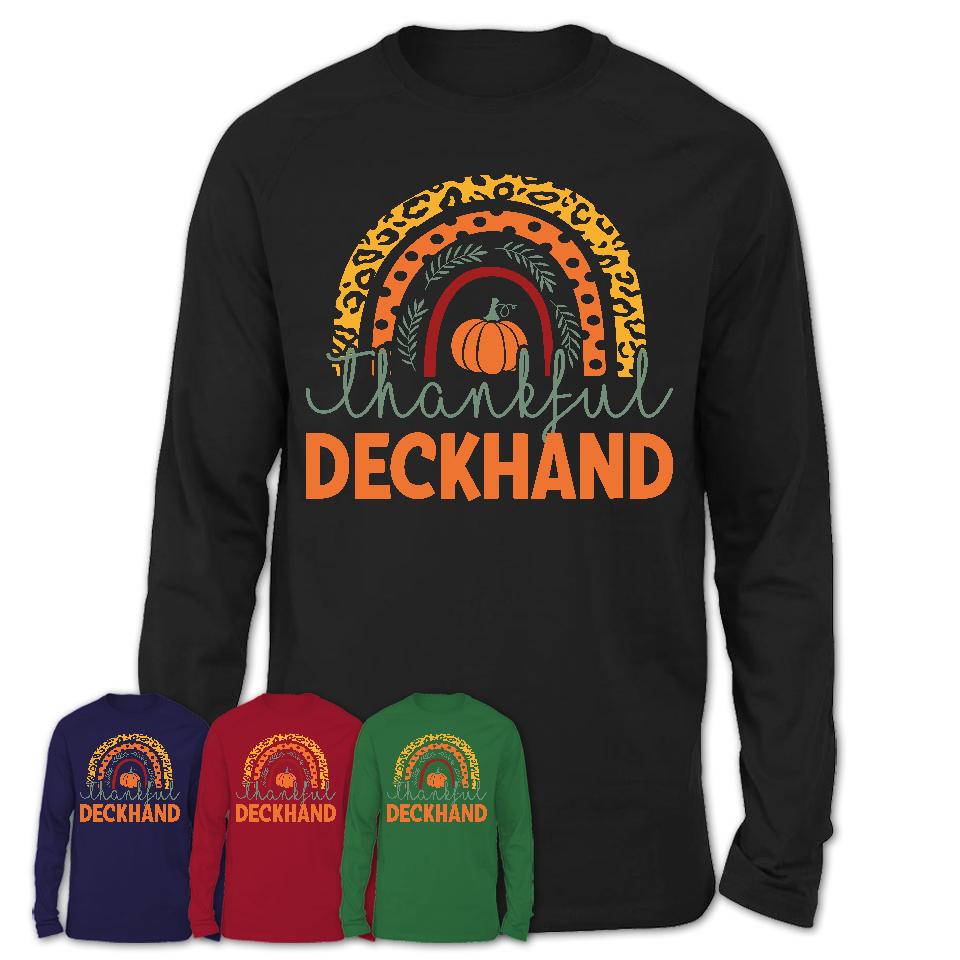 Thankful Deckhand Shirt, Pumpkin Rainbow Sweater for Fall Lovers, Thanksgiving Gift for Deckhand Women