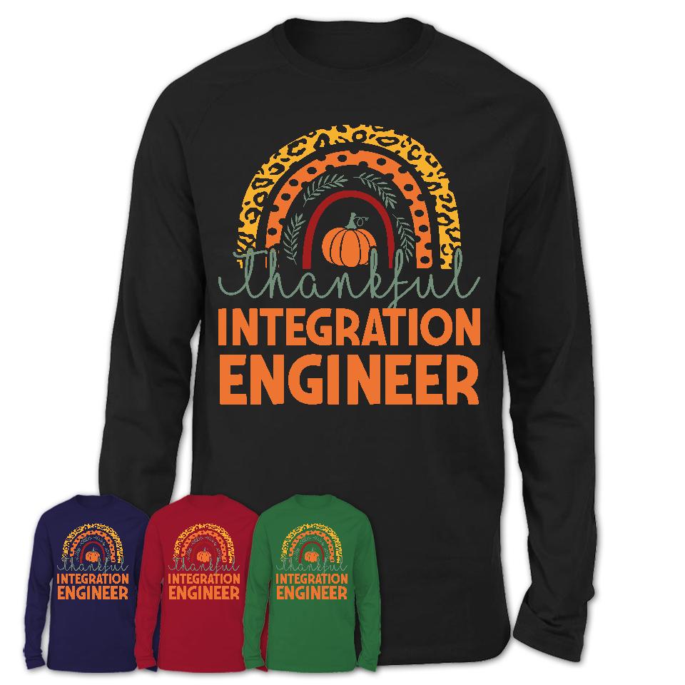 Thankful Integration Engineer Shirt, Pumpkin Rainbow Sweater for Fall Lovers, Thanksgiving Gift for Integration Engineer Women