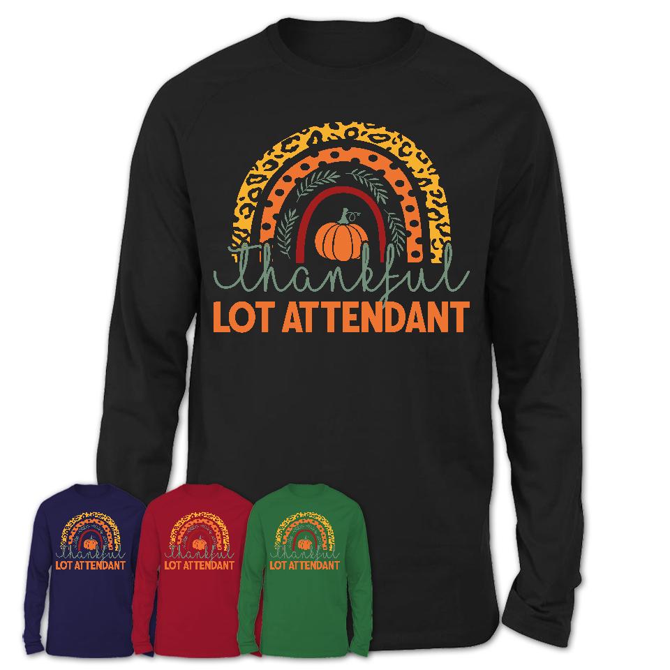 Thankful Lot Attendant Shirt, Pumpkin Rainbow Sweater for Fall Lovers, Thanksgiving Gift for Lot Attendant Women