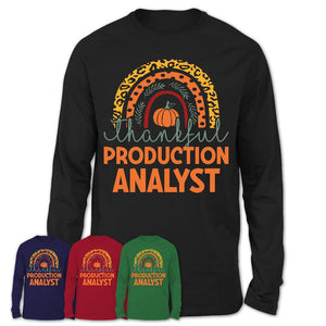 Thankful Production Analyst Shirt, Pumpkin Rainbow Sweater for Fall Lovers, Thanksgiving Gift for Production Analyst Women