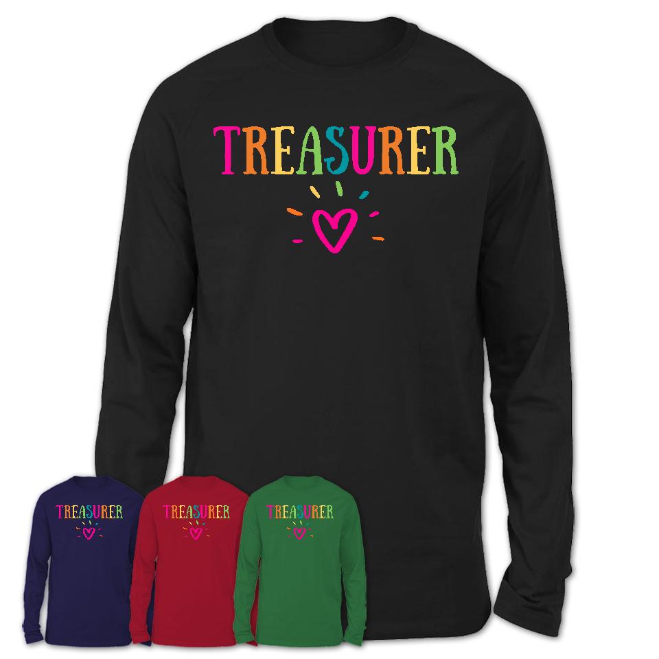 Treasurer Rainbow Lettering Heart Shirt, Employee Appreciation Gifts