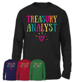 Treasury Analyst Rainbow Lettering Heart Shirt, Employee Appreciation Gifts