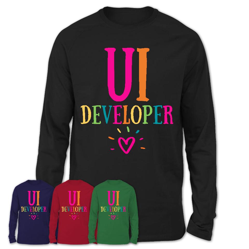 Ui Developer Rainbow Lettering Heart Shirt, Employee Appreciation Gifts