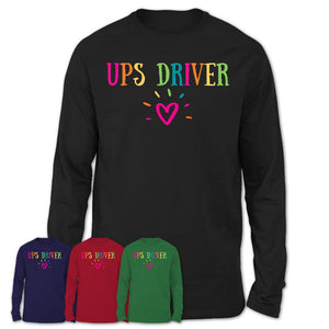 Ups Driver Rainbow Lettering Heart Shirt, Employee Appreciation Gifts