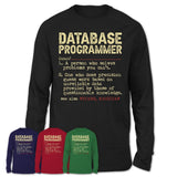 Vintage Database Programmer Definition Shirt, Funny Coworker Gift Idea for Database Programmer, New Job Gift