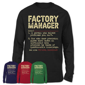 Vintage Factory Manager Definition Shirt, Funny Coworker Gift Idea for Factory Manager, New Job Gift
