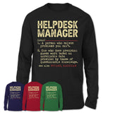 Vintage Helpdesk Manager Definition Shirt, Funny Coworker Gift Idea for Helpdesk Manager, New Job Gift