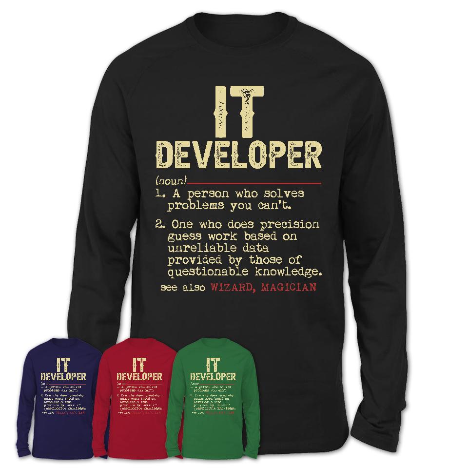 Vintage It Developer Definition Shirt, Funny Coworker Gift Idea for It Developer, New Job Gift