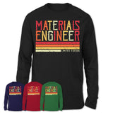 Vintage Materials Engineer Limited Edition Job Shirt, Coworker Birthday Gift Idea