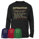Vintage Mathematician Definition Shirt, Funny Coworker Gift Idea for Mathematician, New Job Gift
