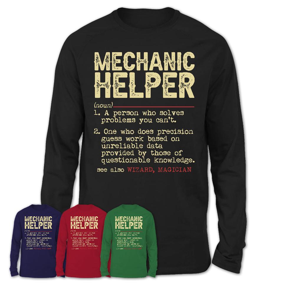 Vintage Mechanic Helper Definition Shirt, Funny Coworker Gift Idea for Mechanic Helper, New Job Gift