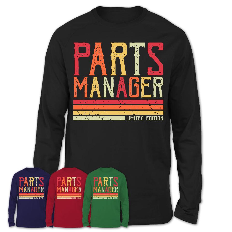 Vintage Parts Manager Limited Edition Job Shirt, Coworker Birthday Gift Idea