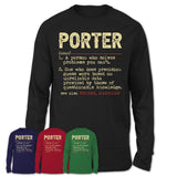 Vintage Porter Definition Shirt, Funny Coworker Gift Idea for Porter, New Job Gift
