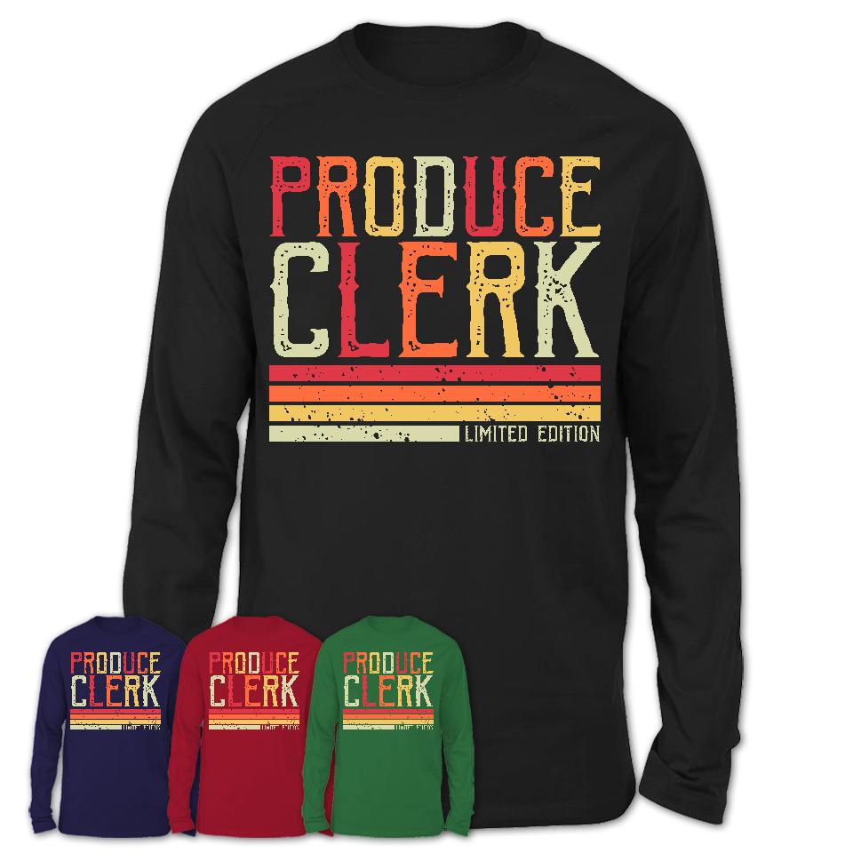 Vintage Produce Clerk Limited Edition Job Shirt, Coworker Birthday Gift Idea