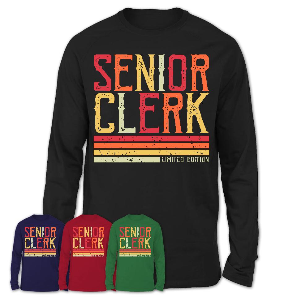 Vintage Senior Clerk Limited Edition Job Shirt, Coworker Birthday Gift Idea