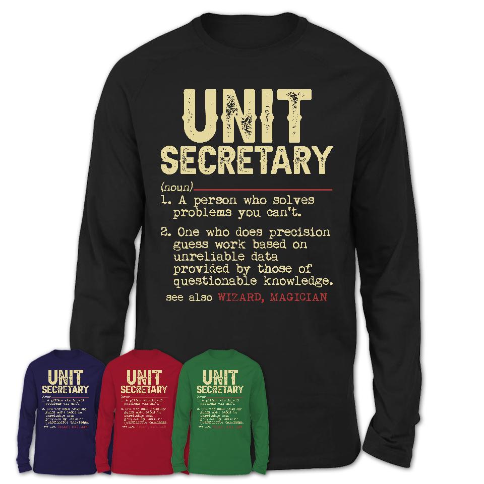 Vintage Unit Secretary Definition Shirt, Funny Coworker Gift Idea for Unit Secretary, New Job Gift